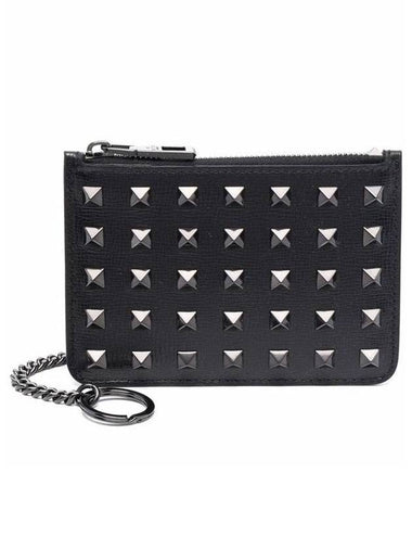 Rockstud Card Wallet Black - VALENTINO - BALAAN 1