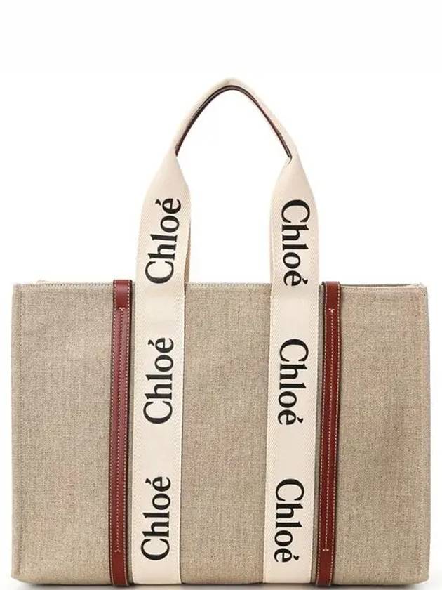 Woody Large Tote Bag White Brown Beige - CHLOE - BALAAN 4