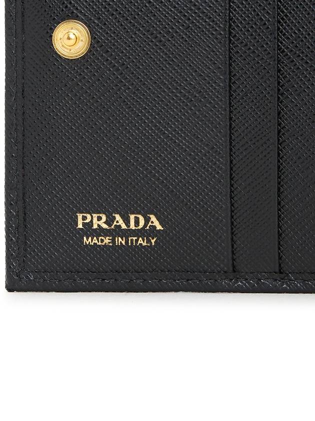 Gold Hardware Triangle Logo Saffiano Half Wallet Black - PRADA - BALAAN 9