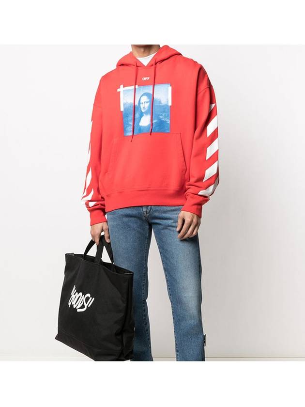 Mona Lisa paint print oversized hooded top red - OFF WHITE - BALAAN.
