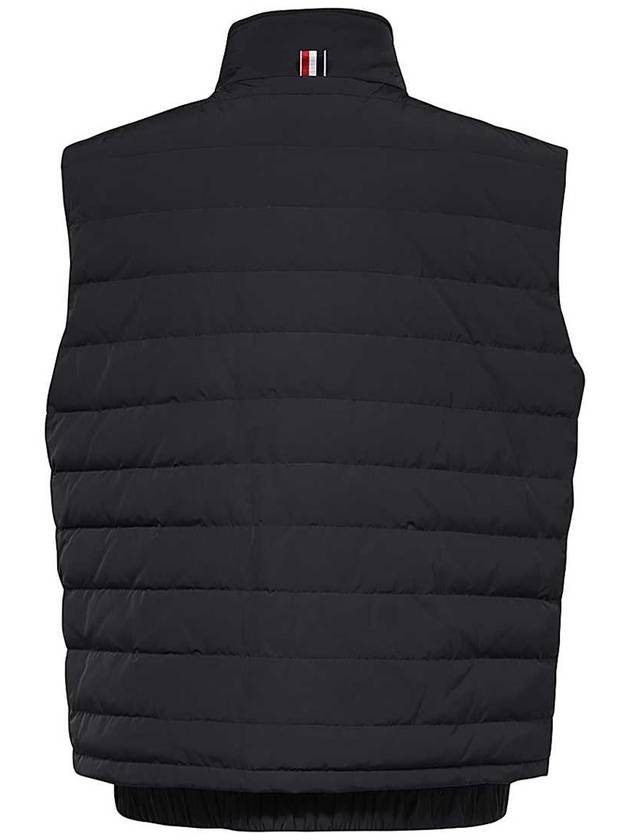 4 Bar Poly Twill Down Vest Charcoal - THOM BROWNE - BALAAN 3