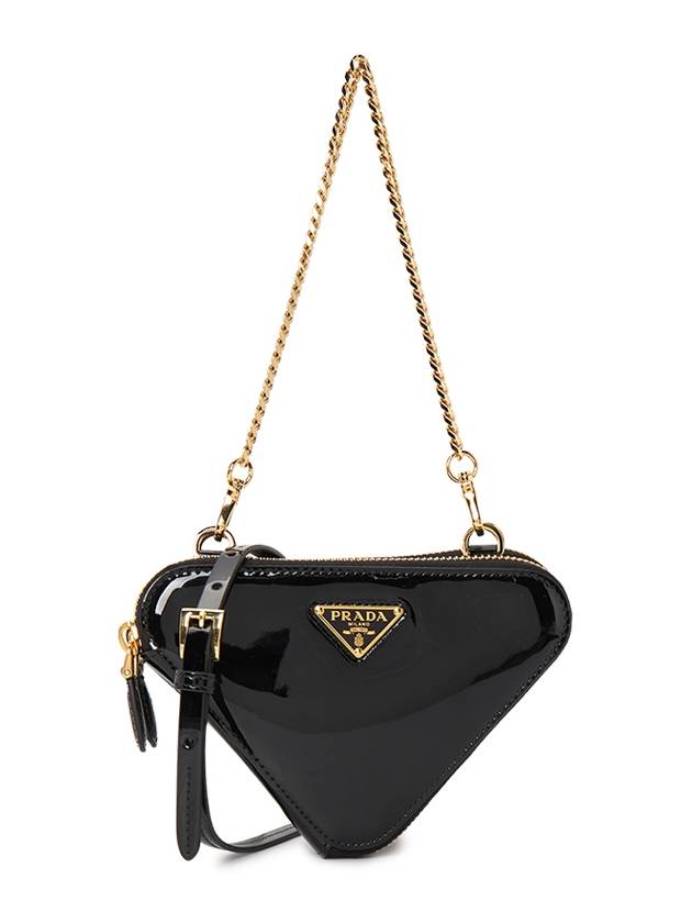 Triangular Patent Leather Mini Pouch Bag Black - PRADA - BALAAN 2