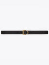 Men's Monogram Grain Leather Belt Gold - SAINT LAURENT - BALAAN 2