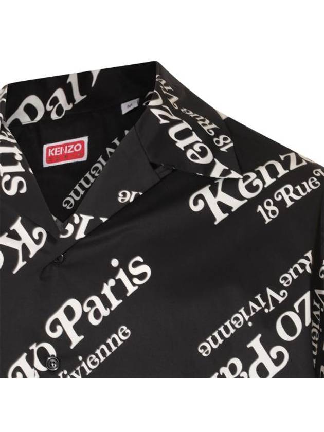 Verdy Boxy Monogram Print Button Short Sleeve Shirt Black - KENZO - BALAAN 6