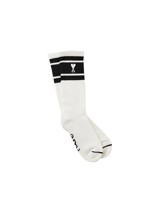 USC001 AW0015 001 De Coeur Heart Logo Striped Socks - AMI - BALAAN 1