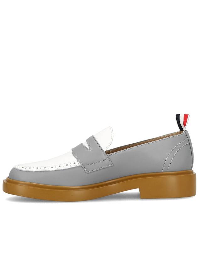 Vitello Calf Leather Penny Loafer Gray - THOM BROWNE - BALAAN.