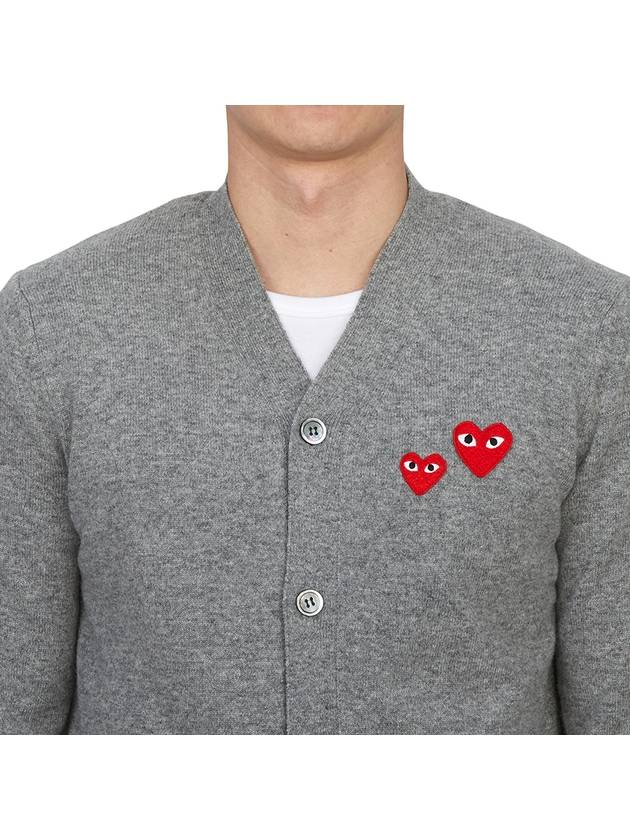 Heart Patch Button Cardigan Grey - COMME DES GARCONS PLAY - BALAAN 6