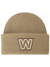 Alben Logo Virgin Wool Beanie Camel - MAX MARA - BALAAN 1