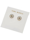 Kira Enamel Circle Stud Earrings White Gold - TORY BURCH - BALAAN 9