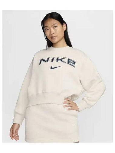 Sportswear Phoenix Fleece Oversized Crewneck Logo Sweatshirt W Light Orewood Brown White Armorry Navy FV7675 104 - NIKE - BALAAN 1