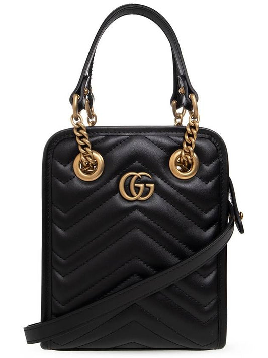 GG Marmont gold matelass? leather mini bag black - GUCCI - BALAAN.