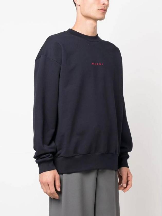 Mini Logo Organic Cotton Sweatshirt Blue Marine - MARNI - BALAAN 4