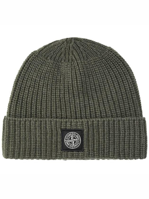 Logo Knit Beanie Green - STONE ISLAND - BALAAN 2