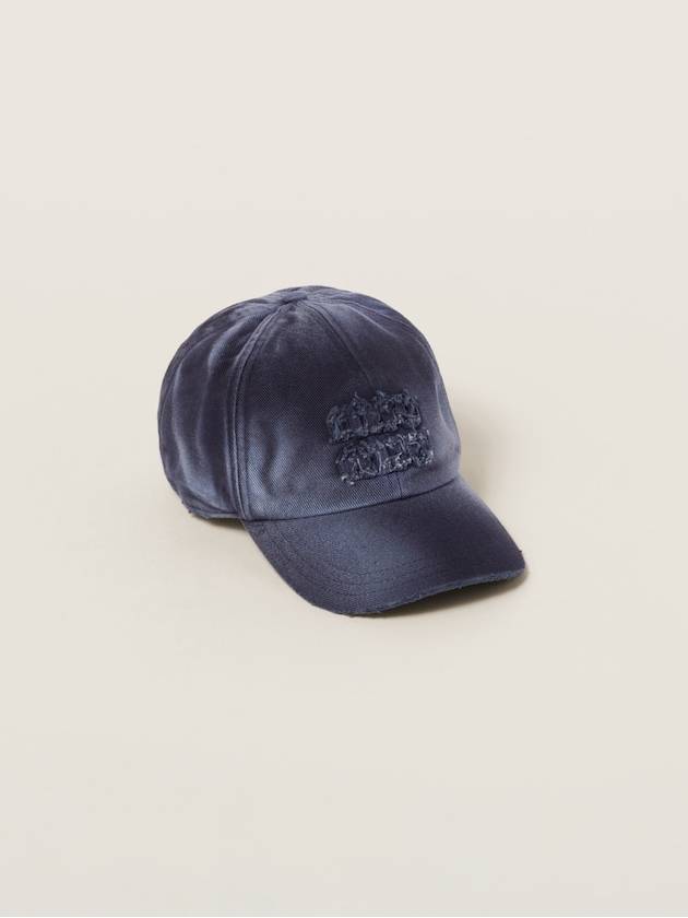 Logo Detail Denim Base Cotton Ball Cap Navy - MIU MIU - BALAAN 2