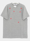 P1T3382 GRAY Manny Red Heart Short Sleeve T Shirt - COMME DES GARCONS - BALAAN 1