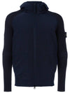 Logo Patch Zip Up Hoodie Navy - STONE ISLAND - BALAAN 1