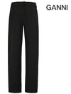 Light Twill Suiting Relaxed Pleated Slacks Black - GANNI - BALAAN 4