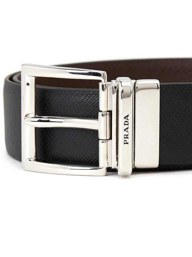 Two-Tone Reversible Saffiano Belt Black Brown - PRADA - BALAAN 6