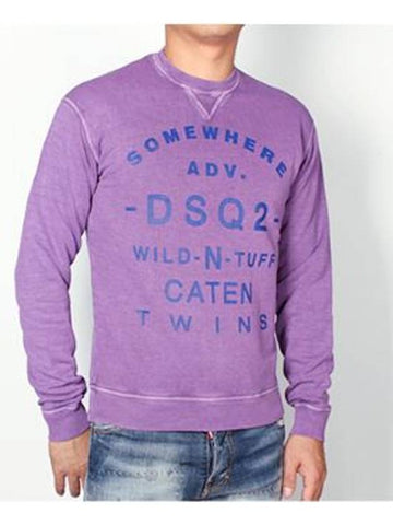 Dsquared Men Somewear Printing Vintage Washing Sweatshirt 74GU0026 Violet - DSQUARED2 - BALAAN 1