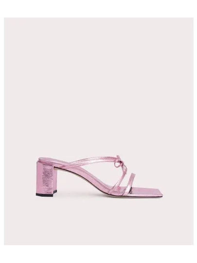 June Leather Sandals Heel Metallic Pink - BY FAR - BALAAN 2