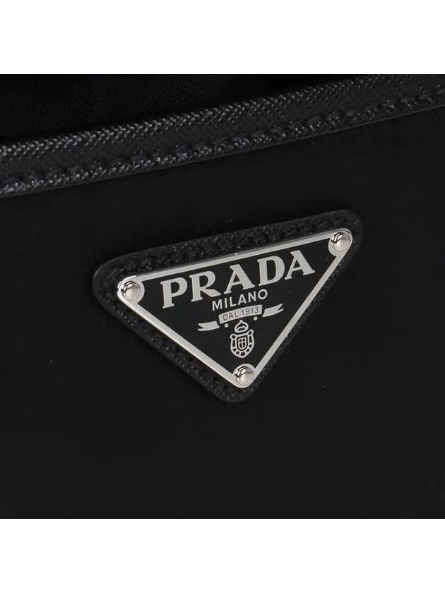 Re-Nylon Saffiano Leather Triangle Logo Cross Bag Black - PRADA - BALAAN 8