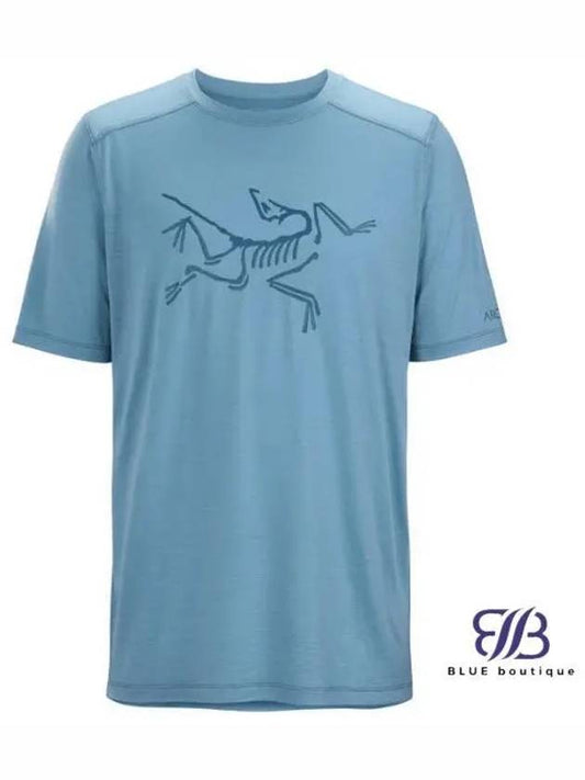 Men's Ionic Merino Wool Logo Short Sleeve T-Shirt Blue - ARC'TERYX - BALAAN 2