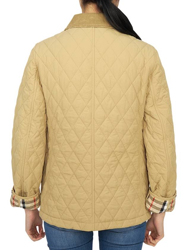 Applique B Shield Corduroy Collar Quilted Jacket Beige - BURBERRY - BALAAN 6