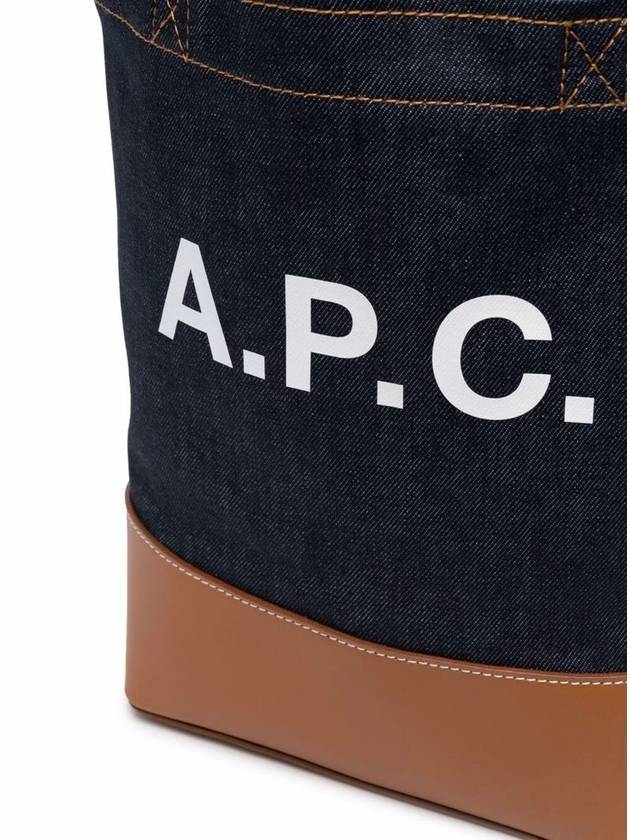 Logo Denim Axel Small Tote Bag Brown - A.P.C. - BALAAN 5