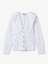 Women's Wide Collar Plunge Neck Cotton Shirt White - GANNI - BALAAN 2