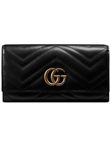 GG Marmont Matelasse Continental Long Wallet Black - GUCCI - BALAAN.
