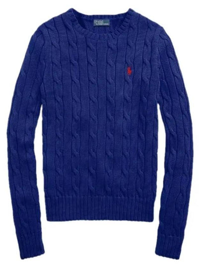 Embroidered Logo Pony Cable Knit Top Blue - POLO RALPH LAUREN - BALAAN 2