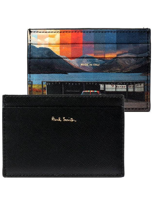 Men's Logo Print Card Wallet Black - PAUL SMITH - BALAAN.