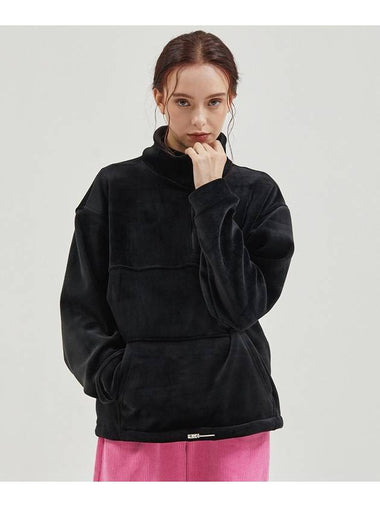 Velvet High Neck Zip Up Mock Polar Black - MANAVIS7 - BALAAN 1