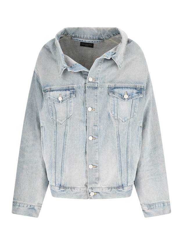 Off-Shoulder Denim Jacket Blue - BALENCIAGA - BALAAN 2