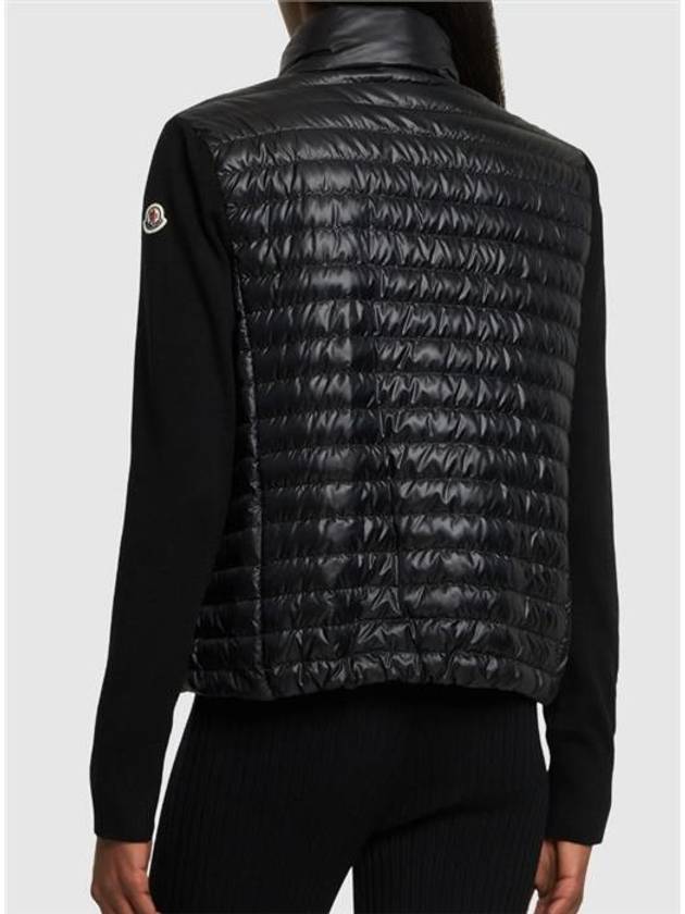 Padded Wool Cardigan Black - MONCLER - BALAAN 5