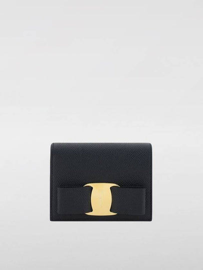 Vara Bow Gloss Flap Half Wallet Black - SALVATORE FERRAGAMO - BALAAN 2