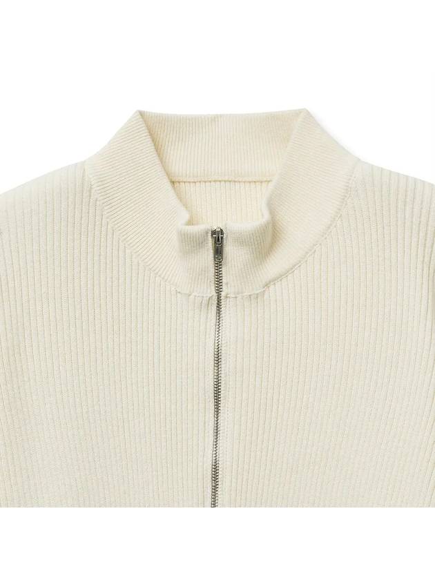 Cotton Zip-Up Knit Top Ivory - NOIRER FOR WOMEN - BALAAN 5