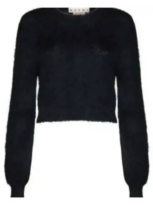 Crew Neck Brushed Knit Top Black - MARNI - BALAAN 2