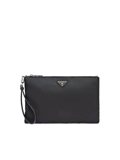 Re-Nylon and Saffiano Leather Clutch Bag Black - PRADA - BALAAN 2