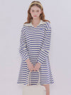 Stripe Collar Midi Dress Blue - METAPHER - BALAAN 4