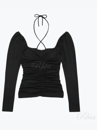 Shiny Crepe Jersey Ruched Blouse Black - GANNI - BALAAN 2