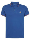 Stripe Trimming Logo Short Sleeve Polo Shirt Blue - MONCLER - BALAAN 2