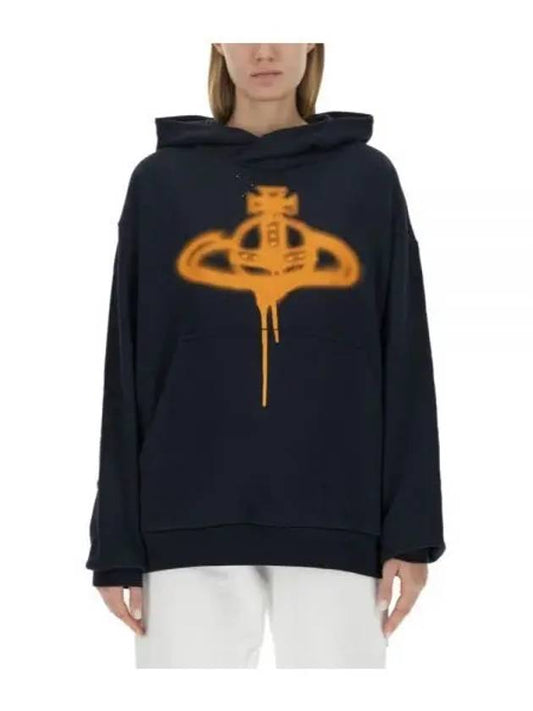 Spray ORB Logo Print Hoodie Navy - VIVIENNE WESTWOOD - BALAAN 2