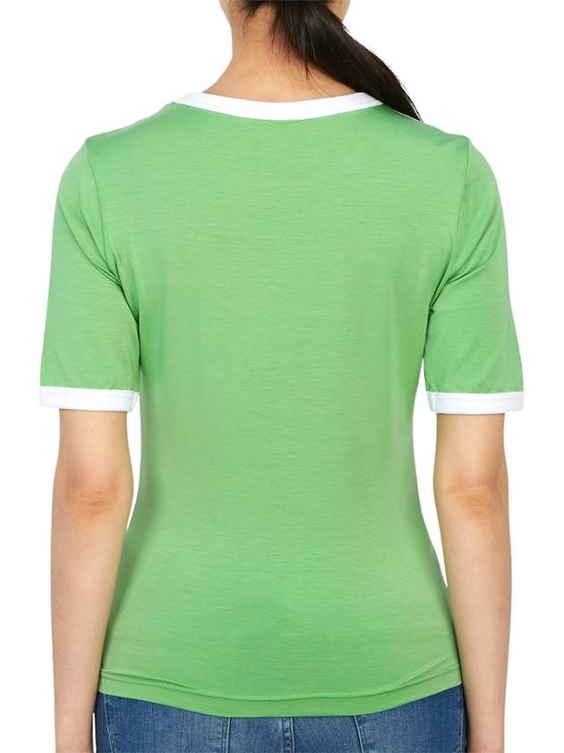 Women's Logo Fitted Short Sleeve T-Shirt Green - GANNI - BALAAN 7