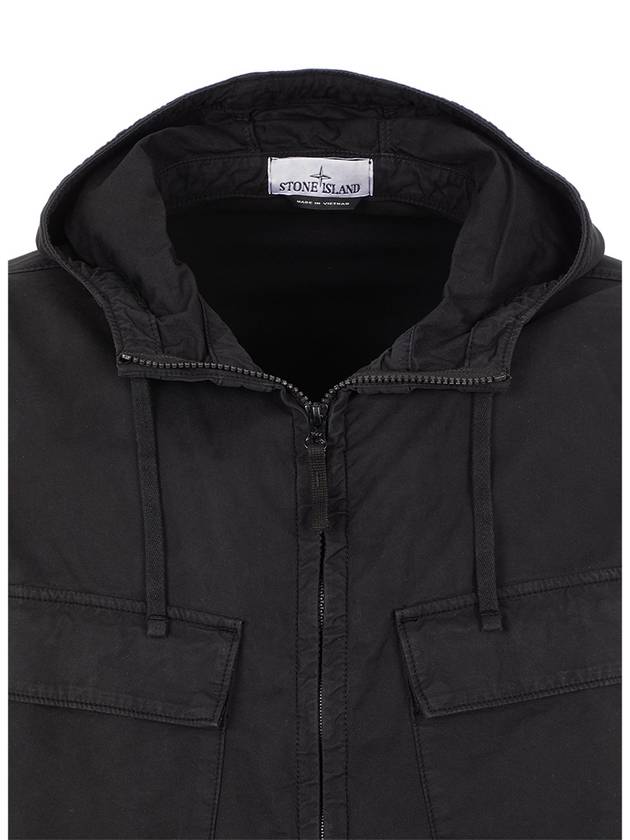 Cotton Twill Stretch Hooded Jacket Black - STONE ISLAND - BALAAN 5