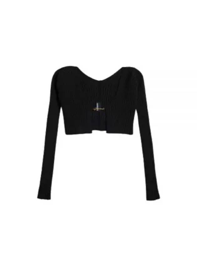 La Maille Pralu Micro Charm Logo Cardigan Black - JACQUEMUS - BALAAN 2