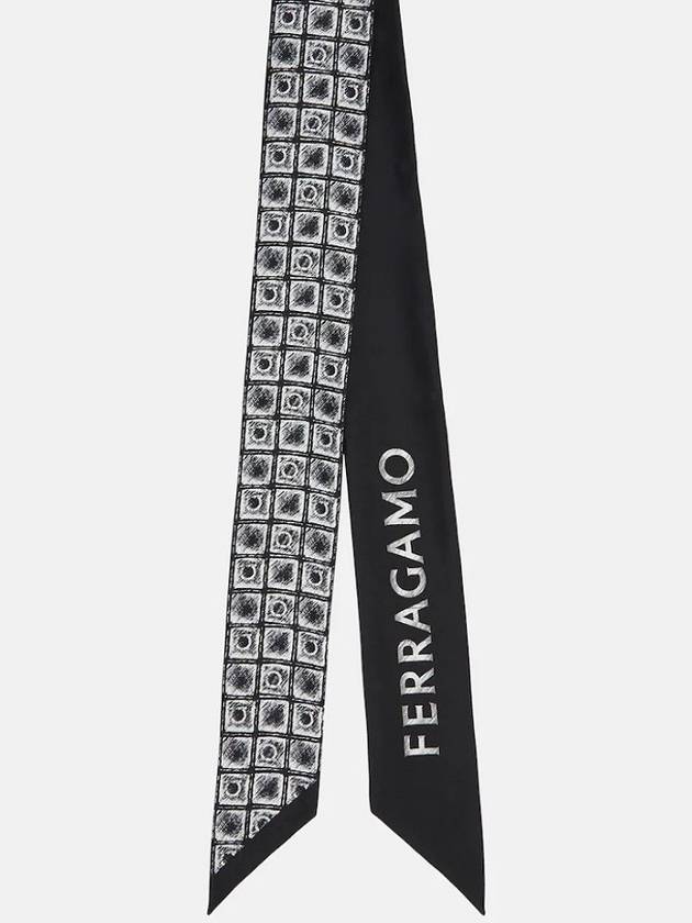 Graffiti Print Silk Bandeau Scarf Black Ivory - SALVATORE FERRAGAMO - BALAAN 2