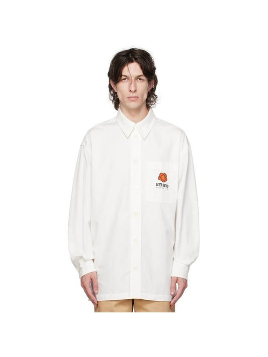 Boke Flower Embroidered Button Long Sleeve Shirt White - KENZO - BALAAN 1