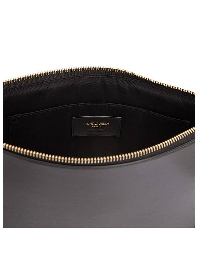 Tiny Cassandre Shiny Leather Zip Tablet Clutch Bag Black - SAINT LAURENT - BALAAN 7