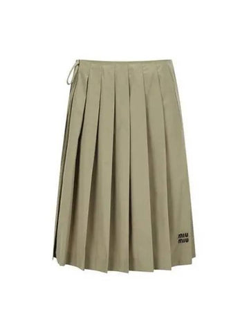 MIU Pleated Cotton Medium Skirt Light Brown MG1990 10RG - MIU MIU - BALAAN 1